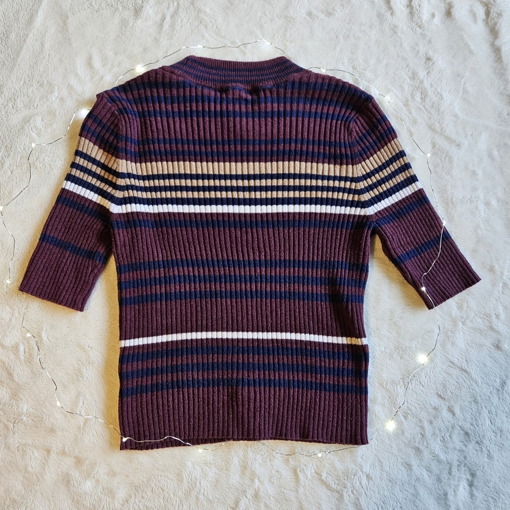 Maroon Striped Cropped Top - Picture 4 of 5